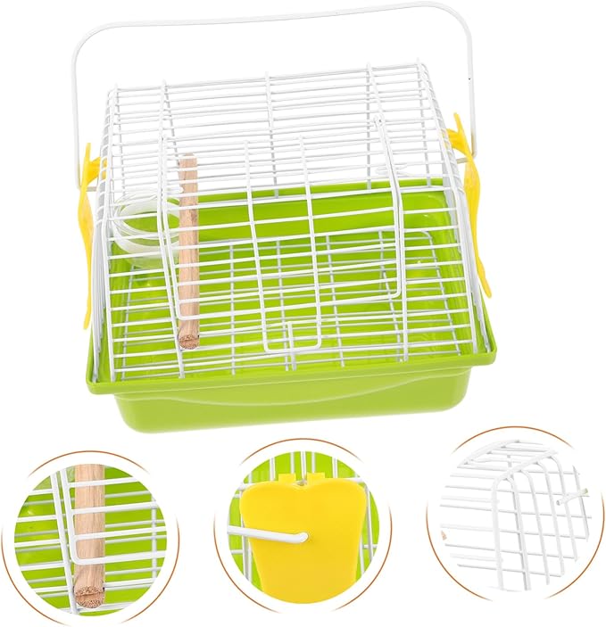 Portable Metal Bird Carrier Cage with Comfortable Handle Breathable Wire Structure for Parrots and Parakeets Lightweight Travel Cage for Outdoor Trips and Car Seat Use Easy to
