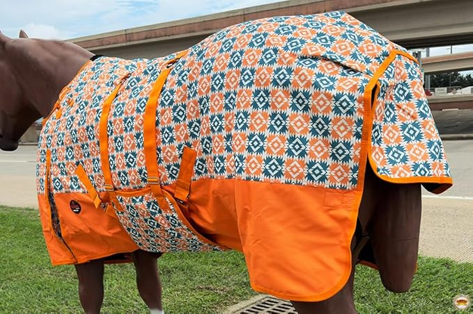 Orange 72 in HILASON 1200D Winter Waterproof Poly Horse Turnout Blanket Belly Wrap
