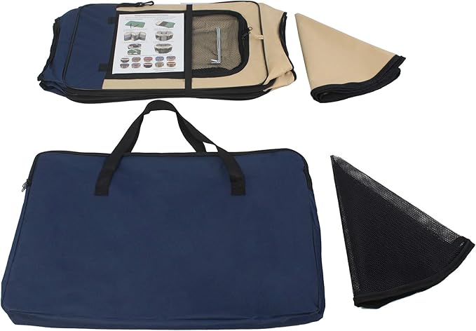 EliteField 2-Door Soft Pet Playpen (2 Year Warranty), Exercise Pen, Multiple Sizes and Colors Available for Dogs, Cats and Other Pets (48" x 48" x 32"H, Navy Blue+Beige)