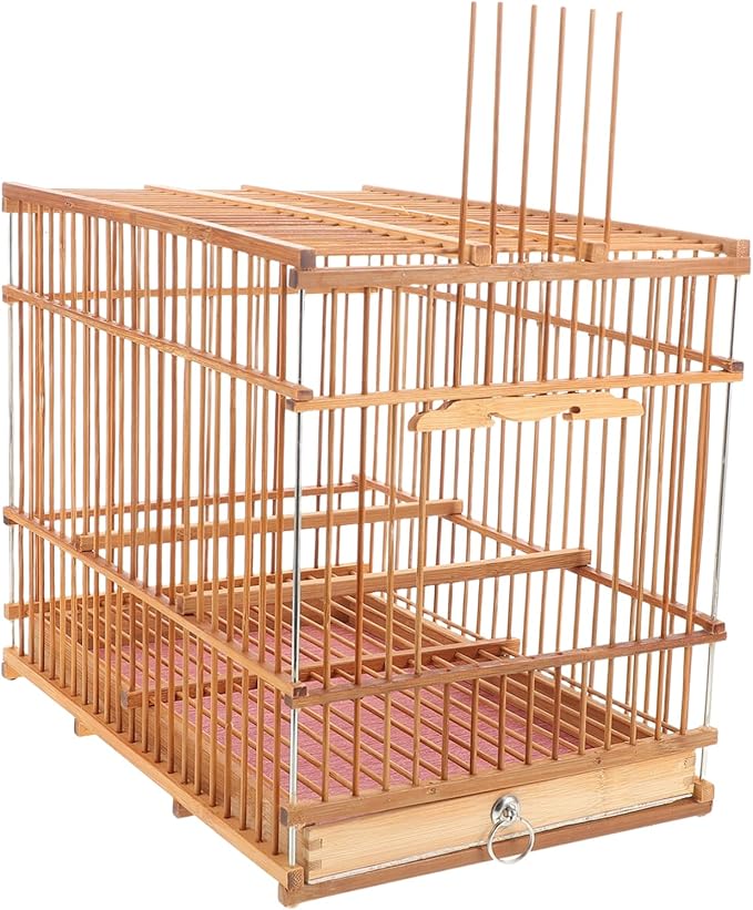 Bamboo Bird Cage for Small Parrots and Lovebirds Portable Woven Birdcage for Indoor and Outdoor Use Lightweight Travel Carrier Hollow Design