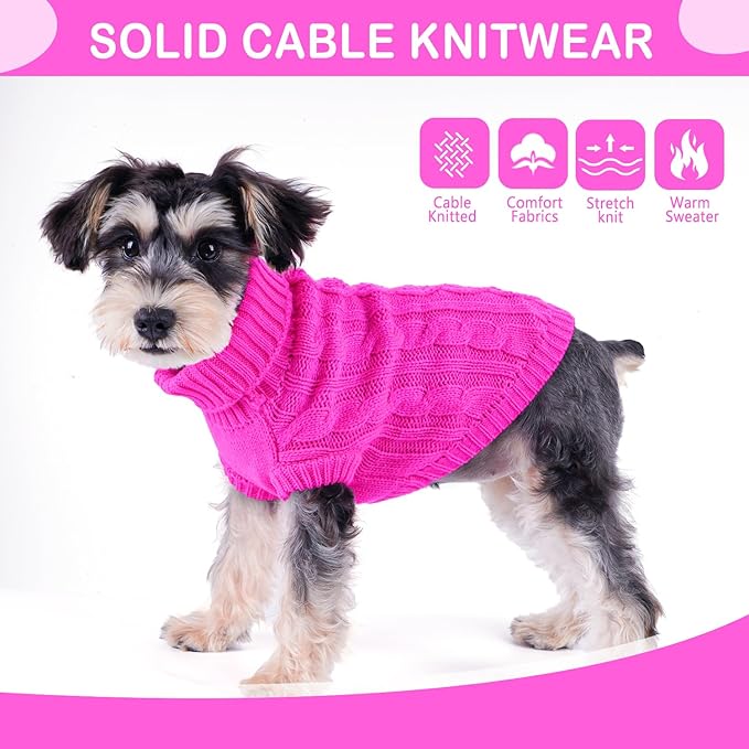 Valentine's Day Dog Sweaters for Small Dogs Heart-Shaped Patterned Solid Knitted Puppy Sweater Rose Red Dog Clothes for Spring Lightweight Chihuahua Clothes Warm Pullover Cat Outfit (Rose, X-Small)