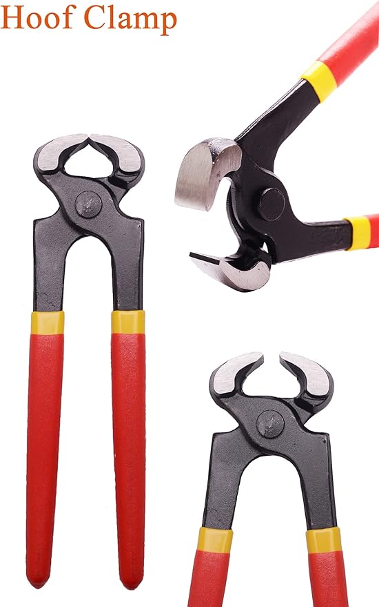 8 inch Farrier Tool Kits （9 Pcs） Mini Rasp Hoof File Goat Pig Equine Metal Shears Professional Farriers Hoof Nipper Cutter Handle Knife