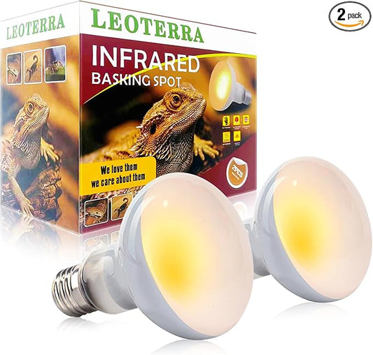 Leoterra 75W Reptile Basking Spot Bulb (2-Pack),Thickened Glass UVA Heat Lamp for Medium 20-40 Gallons Terrariums,Ideal for Juvenile Bearded Dragons, Blue Tongue Skinks, Aquatic Turtle Docks(E26 110V)