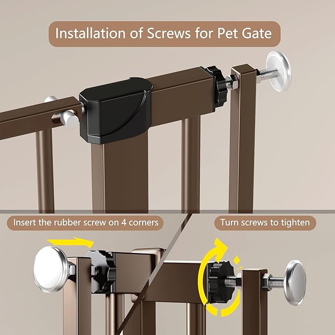 55.1" Extra Tall Dog Gate for StairsDoorways, Cat Gate Indoor for Doorways/Hallways/Kitchen, 30.1-33.8"" Wide Include 4.13" Extension Kits, No Drilling Auto Close High Pressure Mounted, Brown