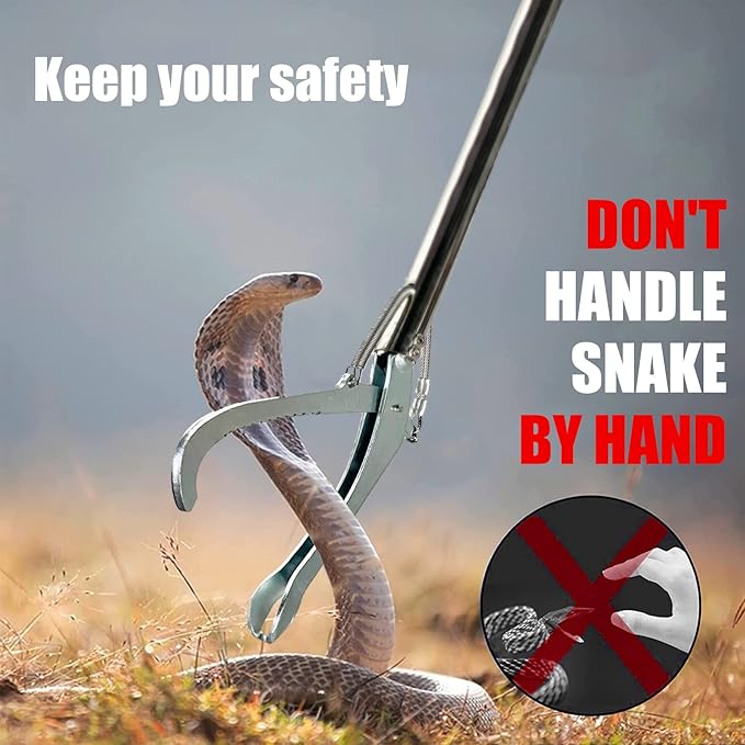 IC ICLOVER Snake Tongs, Upgrade 60 Inch Extra Long Snake Grabber Professional Heavy Duty Reptile Rattle Snake Catcher Wide Jaw Handling Tool with Lock, Non-Slip Grip Handle