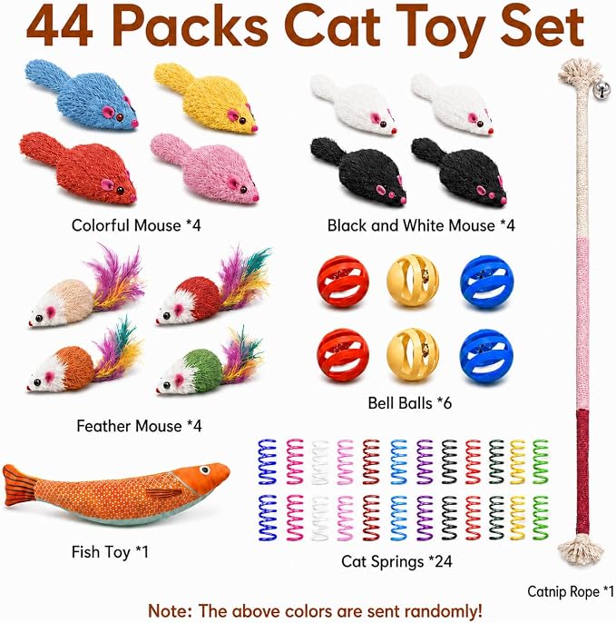Cat Toys for Indoor Cats, 44 Pack Interactive Cat Toy Set for Kitten - Image 2