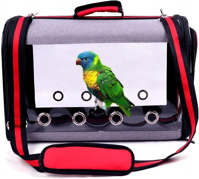 VIDECOR Parrot Go Out Bag Transparent Handbag Bird Starling Parrot Go Out Backpack Portable Bird Cage,B