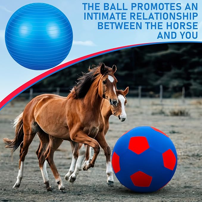 Giant Herding Ball with Ball Cover Anti Burst Please Watch VCR for How to Inflation Horse Toys for Horses Entertainment Play, Pump Included(Stylish,30 Inch,Blue)
