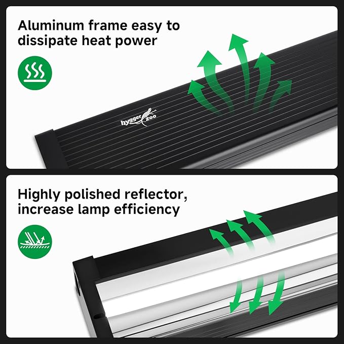 T5 UVB Reptile Light Fixture Upgrade Square HO UVB Bulb Lighting Combo Kit 10.0 UVB Light for Reptiles Terrarium Fluorescent 8W Reptile Light Bar UVA UVB Desert Lamp for Bearded Dragon Turtle Tank