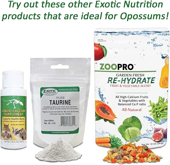 Exotic Nutrition Opossum Complete 4 LB | Nutritional Healthy Pellet Diet | Food for Short-Tailed & Virginia Opossums