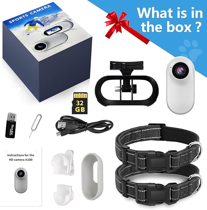 ehomful HD 1080P Cat Camera Collar with Video Record, Mini Small Sports Video Cameras, Body Cam Outdoor/Inoor No WiFi, Unique Pet Supplies Gift for pet Owners, Dog Moms, cat dads, Ideal Gift