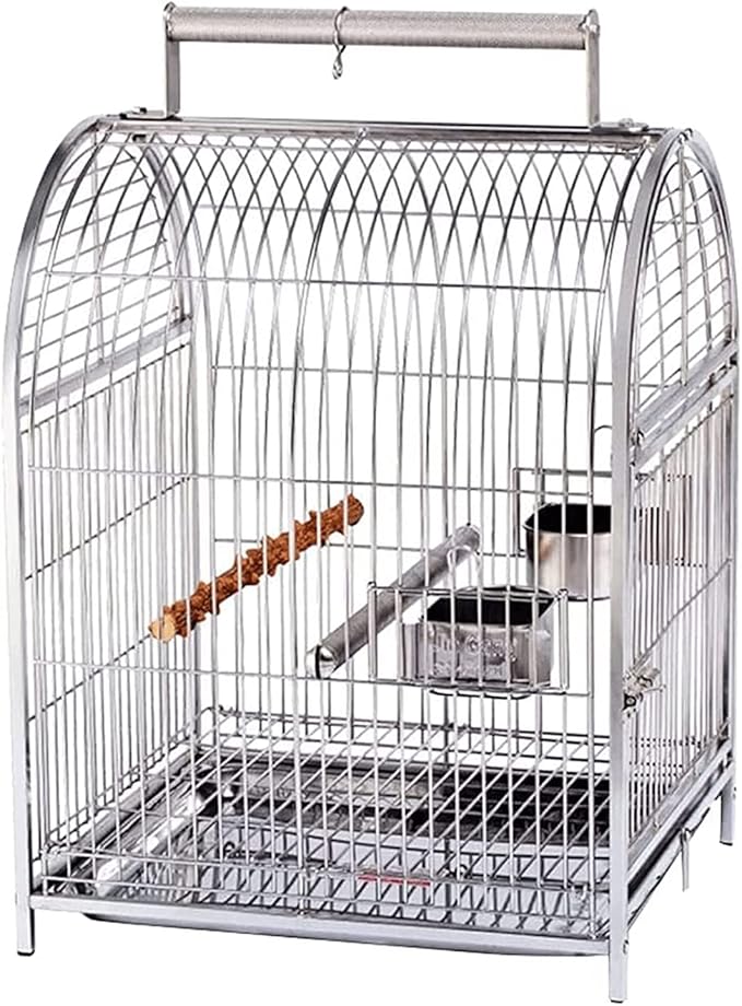 Portable Bird Cage 304 Stainless Steel Bird Carriers with Handle for Home Flying Bird Cage Parrot Breeding Ornamental Birdcage