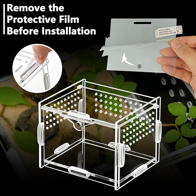 Acrylic Jumping Spider Enclosure - Multi-Purpose Reptile & Insect Habitat Cage with Ventilation for Jumping Spiders,Arboreal Tarantula, Scorpion, Lizard, Snake, Gecko, Snail & Isopod(3.9x3.1x2.7'')