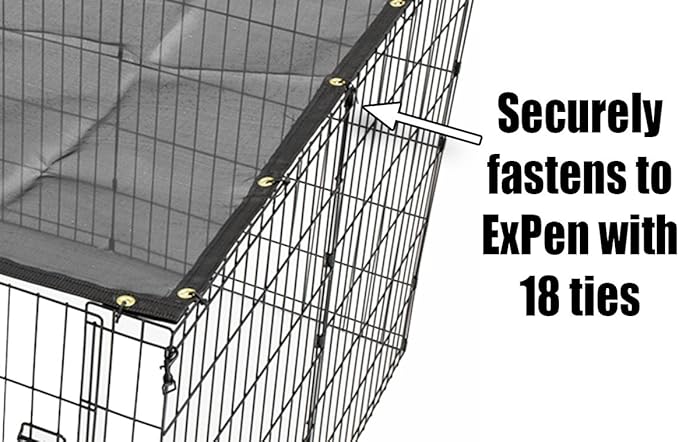 MidWest Homes for Pets Dog Exercise Pen Mesh Sunscreen Top for Dog Pens and Playpens, UV Resistant, Blocks Harmful Sun Rays, Hardware Included, Black, 540-SS