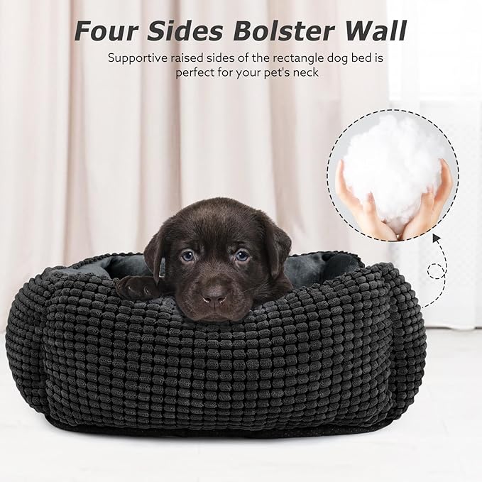 MIXJOY X-Large Dog Bed for Large, Medium, Small Dogs - Rectangle, Washable, Orthopedic, Soft Calming Sleeping Puppy Bed - Durable Pet Cuddler with Anti-Slip Bottom - XL (35"x25"x9")