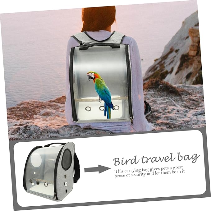 SUPVOX Parrot Carrier Backpack with Bird Perch Breathable Outdoor Bird Straps Transparent Window Design for Hiking Shopping and Travel