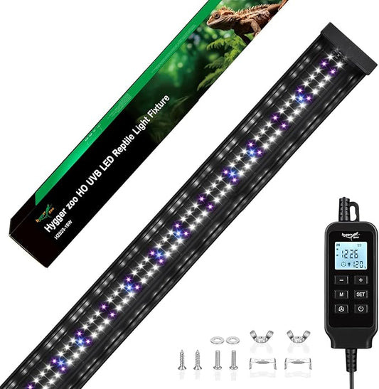 UVB Light for Reptiles 16W 27.5IN LED UVA UVB Terrarium Lamp with 4 Auto Modes for Ferguson Zones UVB Bulb with Timer for Rainforest and Desert Reptiles, Geckos, Chameleons and Bearded Dragons