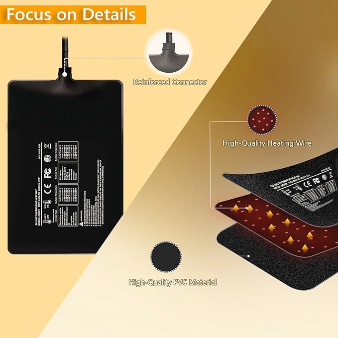 Reptile Heating Pad with Digital Thermostat, 6x8 Inch Under Tank Heat Pad for Reptiles/Tortoise/Snakes/Lizard/Gecko/Hermit Crab/Frog/Spider/Insect Breeding - Upgraded Terrarium Heating Pad