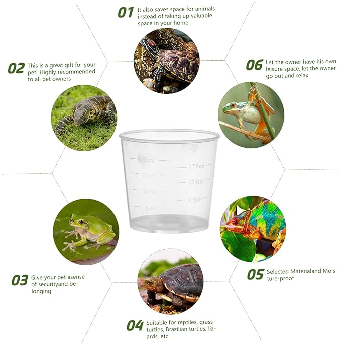 Kisangel 60pcs Reptile Feeding Bowls Portable Measuring Cups for Gecko Lizard and Reptiles for Food and Water Compact Design for Easy Daily Use