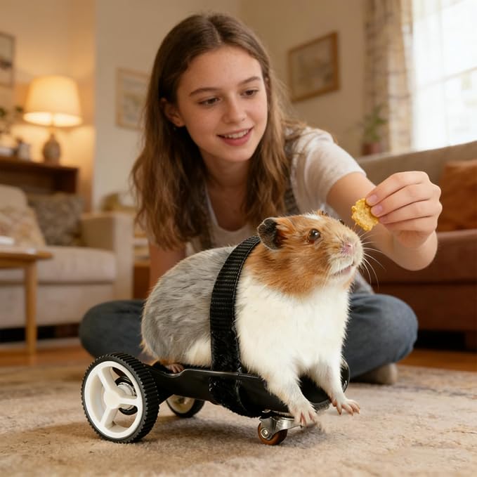 Adjustable Guinea Pig Wheelchair - Pet Mobility Aid for Injured/Disabled Small Animals, Lightweight & Durable Pet Wheelchair with Adjustable Straps, Suitable for Guinea Pigs, Hamsters & Small Pets