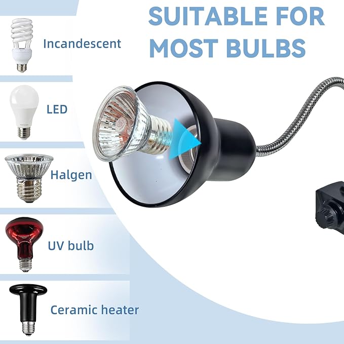BNOSDM Reptile Heat Lamp, UVA UVB Reptile Light Bulb 25W & 50W Basking Light with 360° Rotatable, Tortoise Heat Lamp for Turtle Lizard Snake Chick Cockatoo