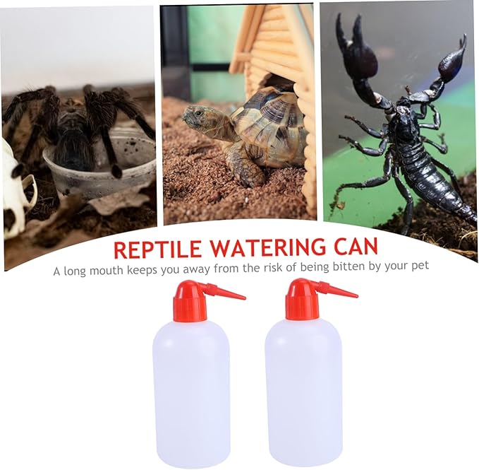 Healifty 500ml PET Feeder Watering Can 2Pcs Safety Wash Bottles for Reptiles Spiders and Geckos Leakproof Design Comfortable to Hold