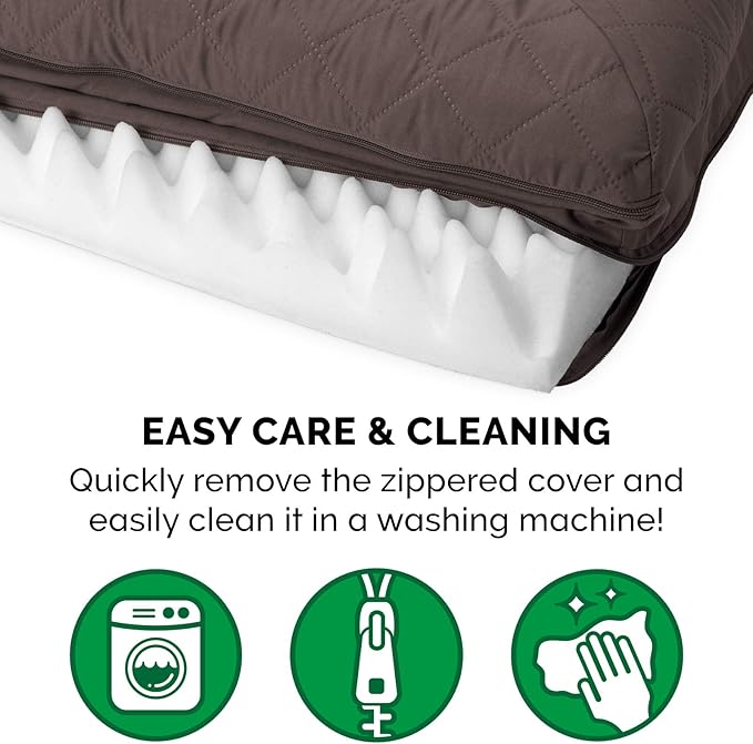 FurHaven Soft, Orthopedic Foam Sofa Dog Bed with Washable & Removable Cover - Quilted - Coffee, Dogs Up to 35 lbs - Medium