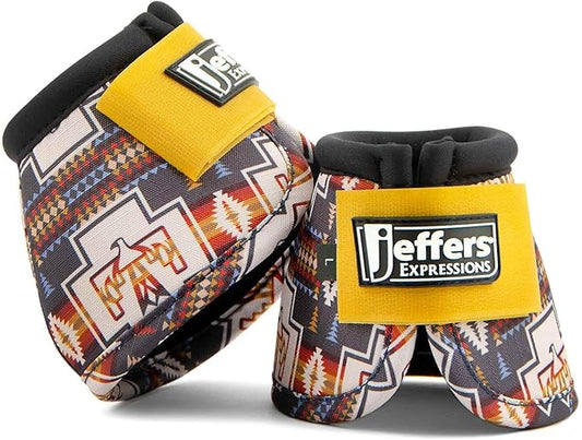 Jeffers Equine No Turn Bell Boots for Horses - Thunderbird, Medium | Shock Absorbing Hoof Protection | Secure Double Hook & Loop Closure, Perfect for Travel, Turnout, Training, & Riding - 1 Pair