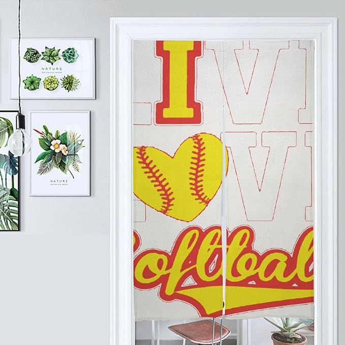 Live Love Softball Light Blocking Door Curtain, Suitable for Bedroom Entrance
