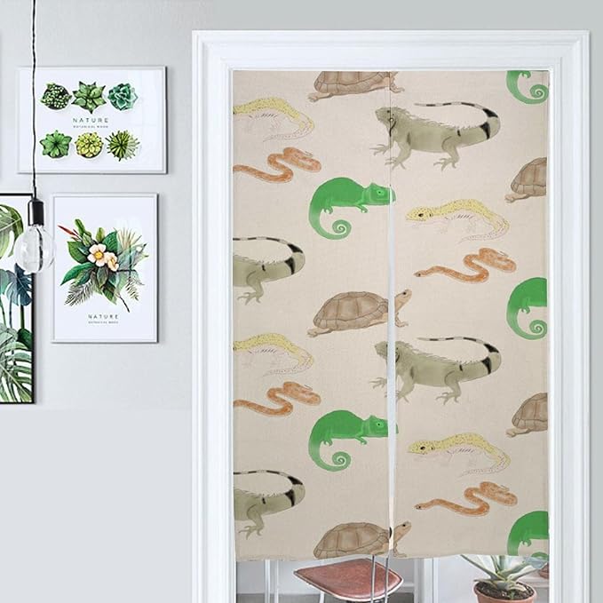 Lizard Turtle Leopard Gecko Reptile Light Blocking Door Curtain, Suitable for Bedroom Entrance