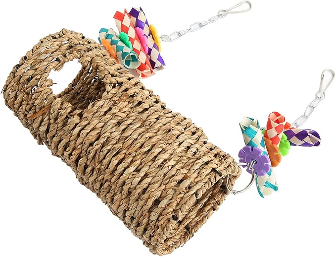 Seagrass Hammock, Hammock Play Tunnel Bird Stable and Funny Woven House Toy Sea Grass Woven House Hanging Bed Toy for Bird