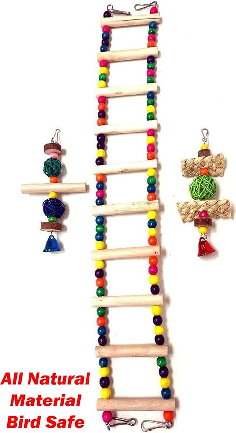 66" Large Open/Close Play Perch Stand Top 10-Step Play Ladder Toys Feeder Doors Clear Food Water Cups Side Breeding Doors Canary Lovebird Finch Cockatiel Bird Cage with Detachable Rolling Stand