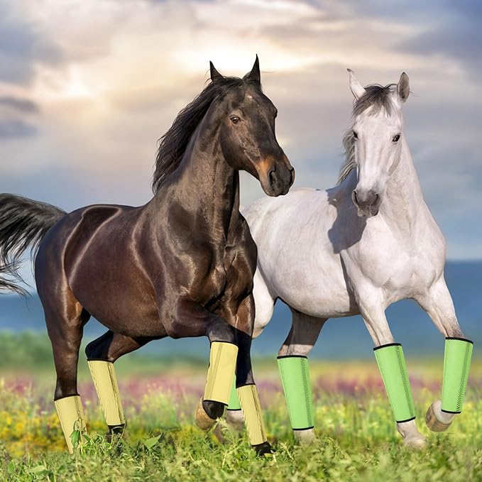 Jexine Set of 8 Mesh Fly Boots for Horse Loose Fitting Non Slip Breathable Horse Fly Leggings Protective Reduces Stress Leg Fatigue Wraps for Preventing Flies Mosquitoes Bite