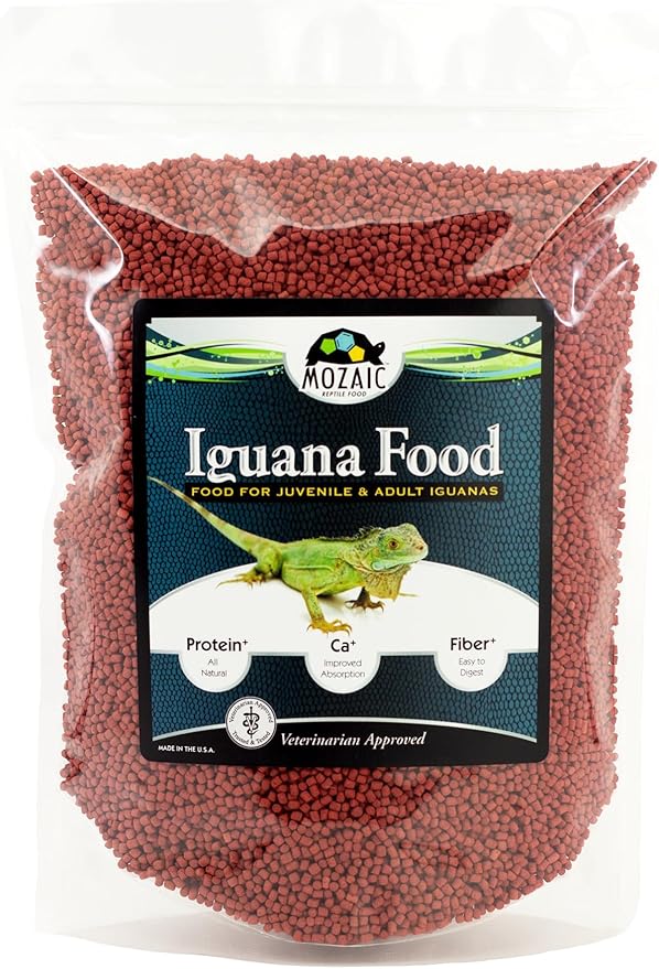 Mozaic Iguana Food | Food for Juvenile and Adult Iguanas | Small Red Pellet (1/8") | Complete Formulated Diet | 2 Pound Bag (2 LB)