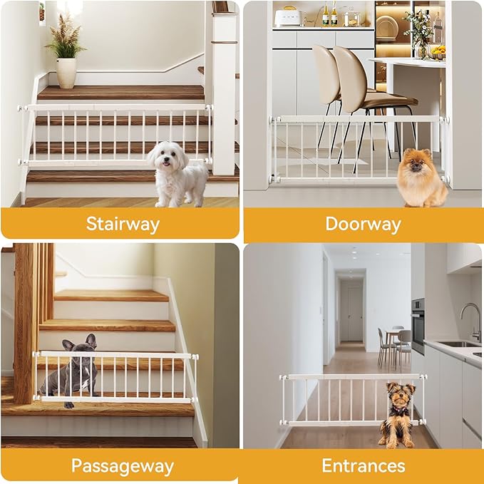 Dog Gate Indoor for Small Dogs or Breeds, 10'' High Short Dog Gate to Step Over, 18“-45” Wide Small Pet Gate with 3 Extension Kits for Doorways & Stairs