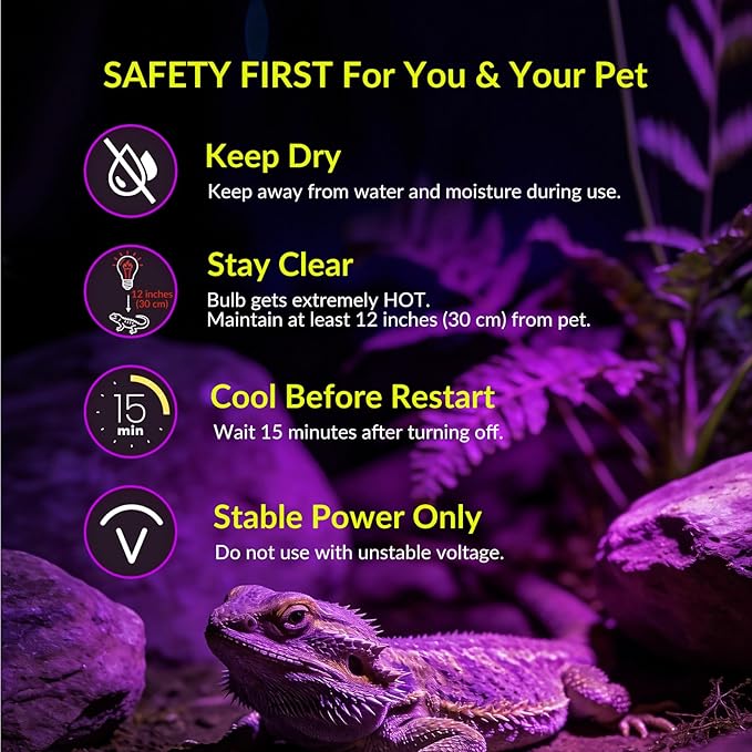 Lustaled Reptile Heat Lamp Bulbs-50W Reptile Night Heat Bulb E26 Terrarium Heat Lamp Simulate Natural Moon Purple Light for Snake Bearded Dragon Leopard Gecko Lizard Chameleon Tortoise -2Pack