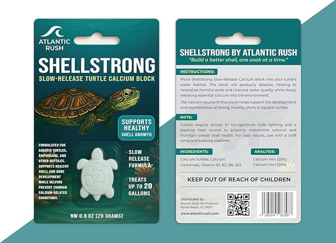 Shellstrong Premium Calcium Block for Aquatic Turtle - Slow Release Water Tank Conditioner - Cuttlebone for Aquarium - Turtle Tank Accessories - 20 Gallon Aquatic Treatment (3 Calcium Blocks)