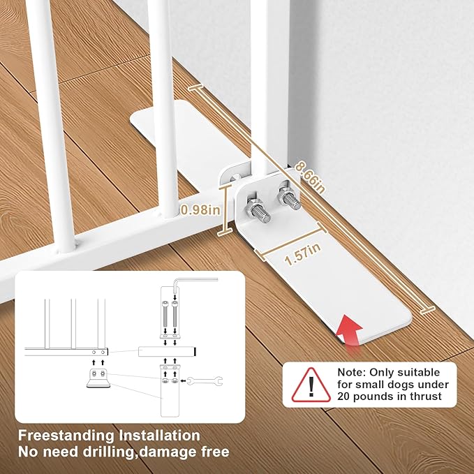 Freestanding Short Dog Gate - No Drill Pressure Mount, 13" Tall Small Pet Gate Easily Step Over, 16"- 30'' Width Expandable Metal Small Puppy Gate for Stairs, Doorways, Kitchen, House, Indoor/Outdoor
