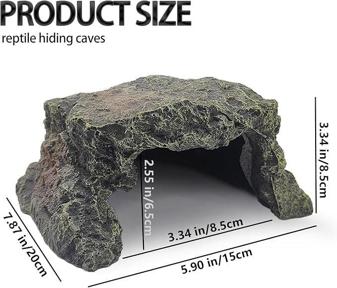 BNOSDM Reptile Hideout Rock,Tortoise Hide Cave,Resin Rock,Lizards Hideaway,Turtle Basking Platform,Reptiles Habitat Decor Tank Accessories for Bearded Dragon Gecko Snakes Chameleon Frogs