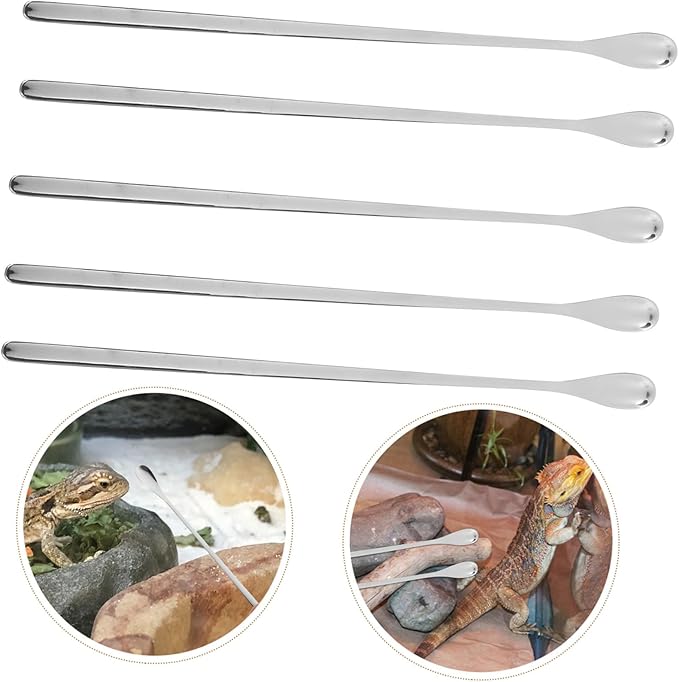 KOMBIUDA 5pcs Lightweight Reptile Food Spoons for Lizard Small Animals Portable Feeding Tool for Reptile Tanks Ergonomic Design for Convenient Handling and Balanced Nutrition