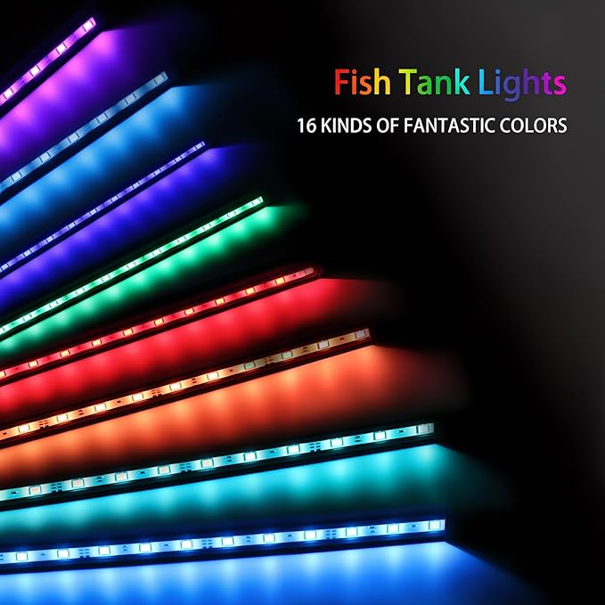 Submersible Aquarium Light, Fish Tank Light with Air Bubble Hole, RGB Color Changing Brightness Adjustable IP68 Waterproof Remote Control LED Light for Aquarium Fish Tank 20 inch
