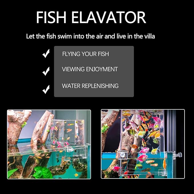 Negative Pressure Fish Tank - Clear Fish Elevator Water Auto-Refill Vacuum Suspended Fish Tank Water Level Maintenance, Increase Fish Activity Area, Aquarium Decoration