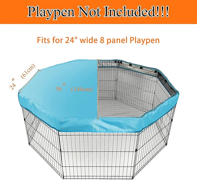 PJYuCien Dog Playpen Bottom Pad,Fits 24 Inch 8 Panels Regular Octagon Metal Exercise Pet Pen,Elastic Buckles Connections,Black (Note:Fence Not Included)