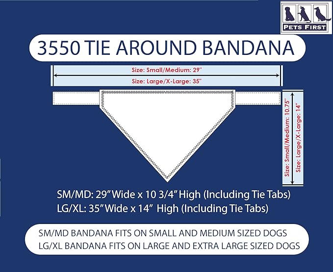 Pets First NCAA Penn State Nittany Lions TIE Bandana, Size Small/Medium. Dog Bandana Scarf Bib for Pet Cat Dog. The Ultimate Game-Day, Party Bandana