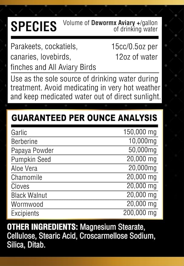 Farmalab DEWORMX Liquid Extra Strength 2oz 8oz Budgies, Parakeet, Finches, Lovebirds Small Caged Birds para periquitos, cacatillos, cotorras, Canarios, guacamayos, Quakers y Aves (Birds 2oz)