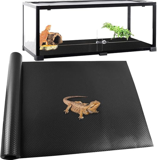 24 × 118" Large Reptile Carpet,Bearded Dragon Tank Accessories,Reptile Mat, Leopard Gecko Substrate,Bearded Dragon Tank Flooring,Snake,Tortoise Bedding(24" × 118 ", 1 PCS Black Thicker Mat)