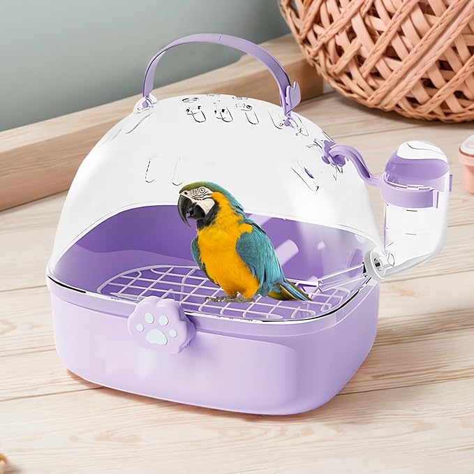 Bird Carrier Cage with Water Bottle, Portable Parrot Travel Carrier Cage for Parrots, Hamster, Guinea Pig, Lovebird, Budgies, Small Animal, 17x16x18 cm