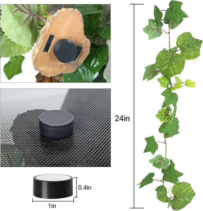 REPTI ZOO Magnetic Hanging Artificial Decoration Plant Climbing Vine for Reptile Terrarium Habitat Tank