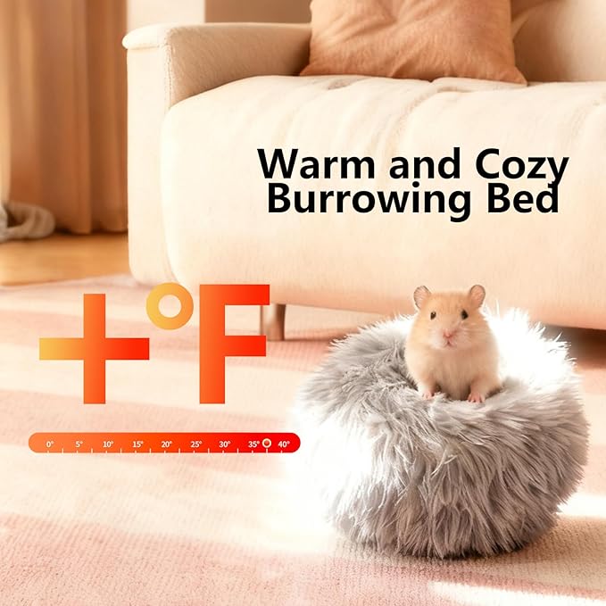 2-Pack Guinea Pig Carrier and Burrowing Bed, Portable Small Animal Cage with Clear Window, Plush and Fluffy Hideaway Pet Bed for Piggies, Hamster