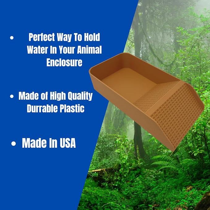 Chatelet Hermit Crab, Lizard, Turtle, Amphibian XL Watering Pool | Platform Pool Accessory with Access Ramp for Pet Habitats | 9.75" x 5" | Made in USA (X-Large) (Salt Only, Tan)